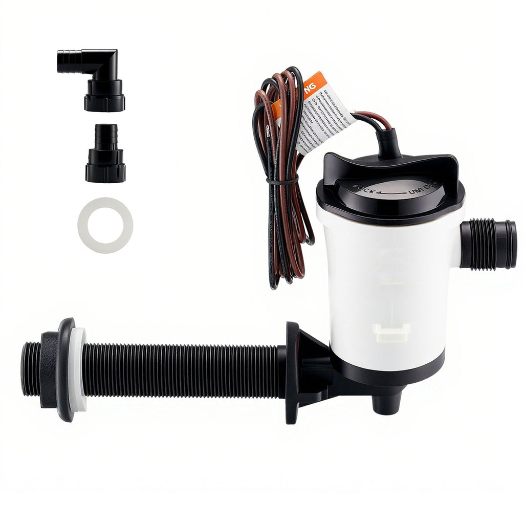 Livewell Pump for Boat, 12V 800 GPH Livewell Aerator Pump with Detachable Motor, 90-Degree Baitwell Pumps for Boats, Corrosion-Resistant Submersible Aerator Pump, for Freshwater and Saltwater