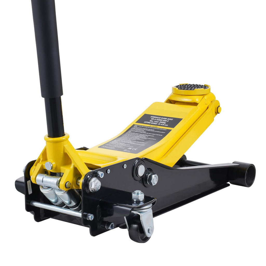 Low Profile Floor Jack 2 Ton (4400 lbs), Heavy Duty Iron Hydraulic Racing Floor Jack, Hydraulic Car Jack, Dual Piston Quick Lift Pump, 3"-18.5" Height Lifting Range (Yellow)
