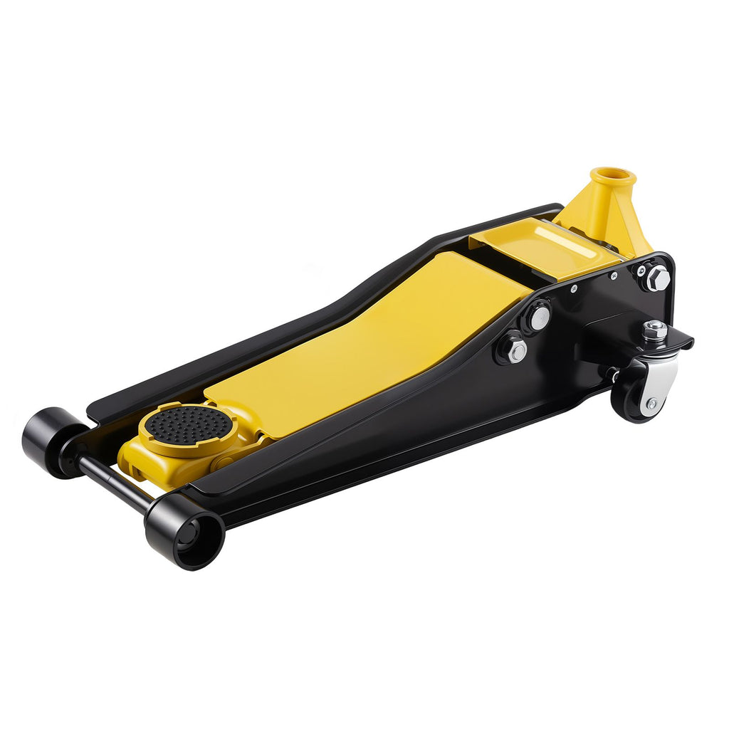 Low Profile Floor Jack, 3 Ton (6614 lbs) Capacity, Steel Racing Floor Jack with Dual Pistons Quick Lift Pump, Hydraulic Trolley Car Lift for Sports Cars, SUVs, Pickups, Lifting Range 2.95"-19.7"
