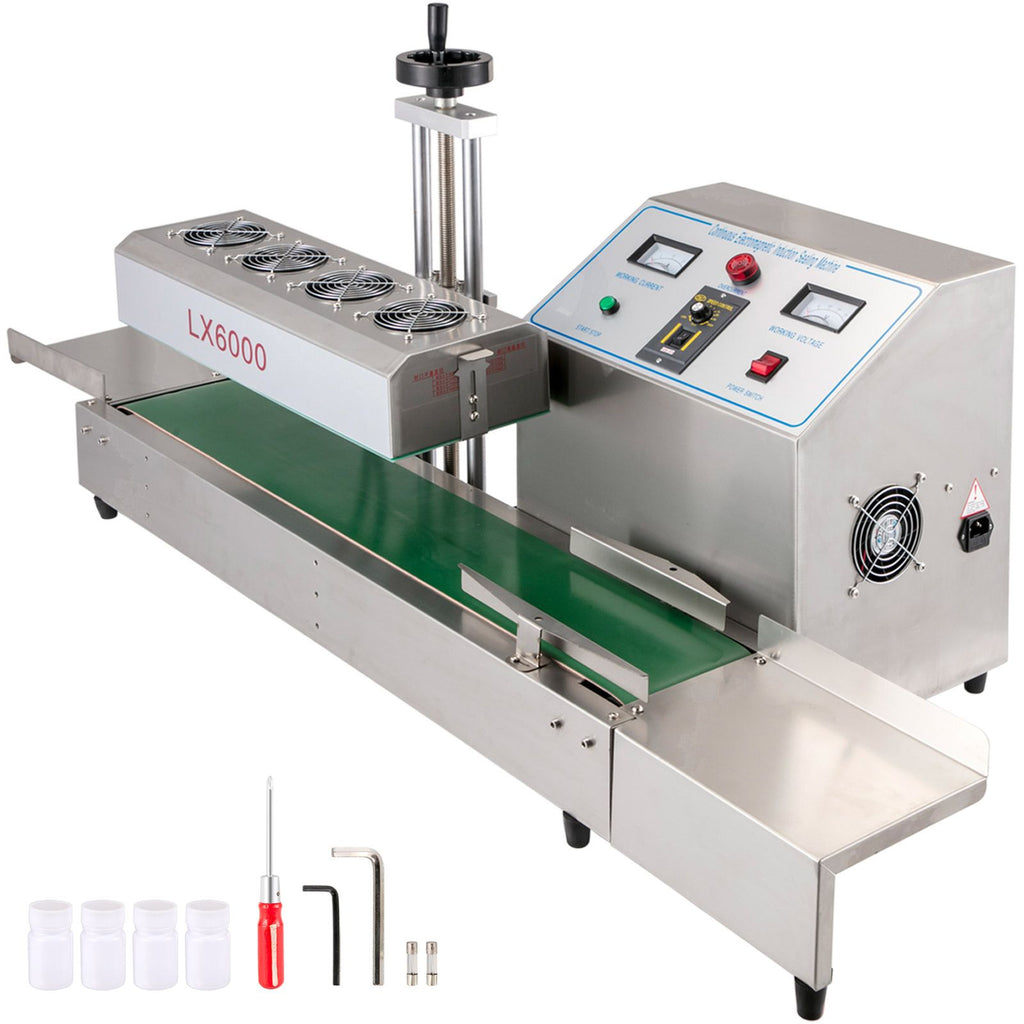 LX-6000 Induction Bottle Sealer Cap Diameter 20-80mm Induction Sealing Machine Continuous Induction Sealer Heat Induction Sealing Machine for Height 80-300mm Bottles