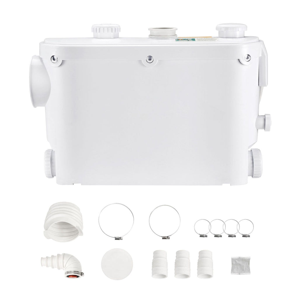 Macerator Pump, 500W, 29 GPM Flow, 26 ft/8 m Head, Macerator Wall-Hung Toilet Pump with 4 Water Inlets, Waste Water Disposal Upflush Machine for Toilet, Basement, Shower, Sink, Laundry, Bathtub