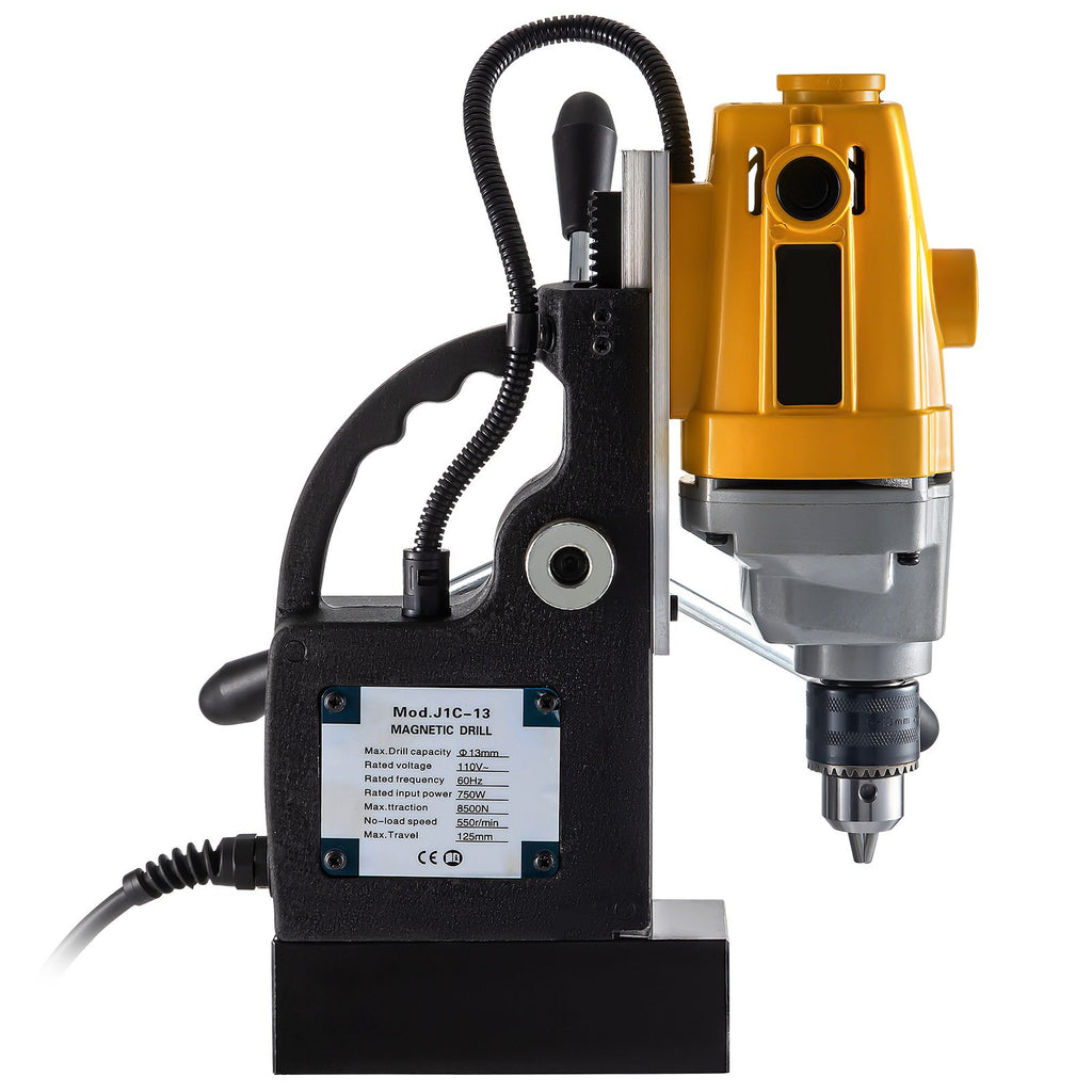 Magnetic Drill, 750W Magnetic Base Drill, 0.5\" Max Boring Diameter Mag Drills, 1910lbf Mag Drill Base, 3.9\" Max Boring Depth Mag Drill Press, 110V Magnet Drill Press, 550RPM Portable Drill Pre
