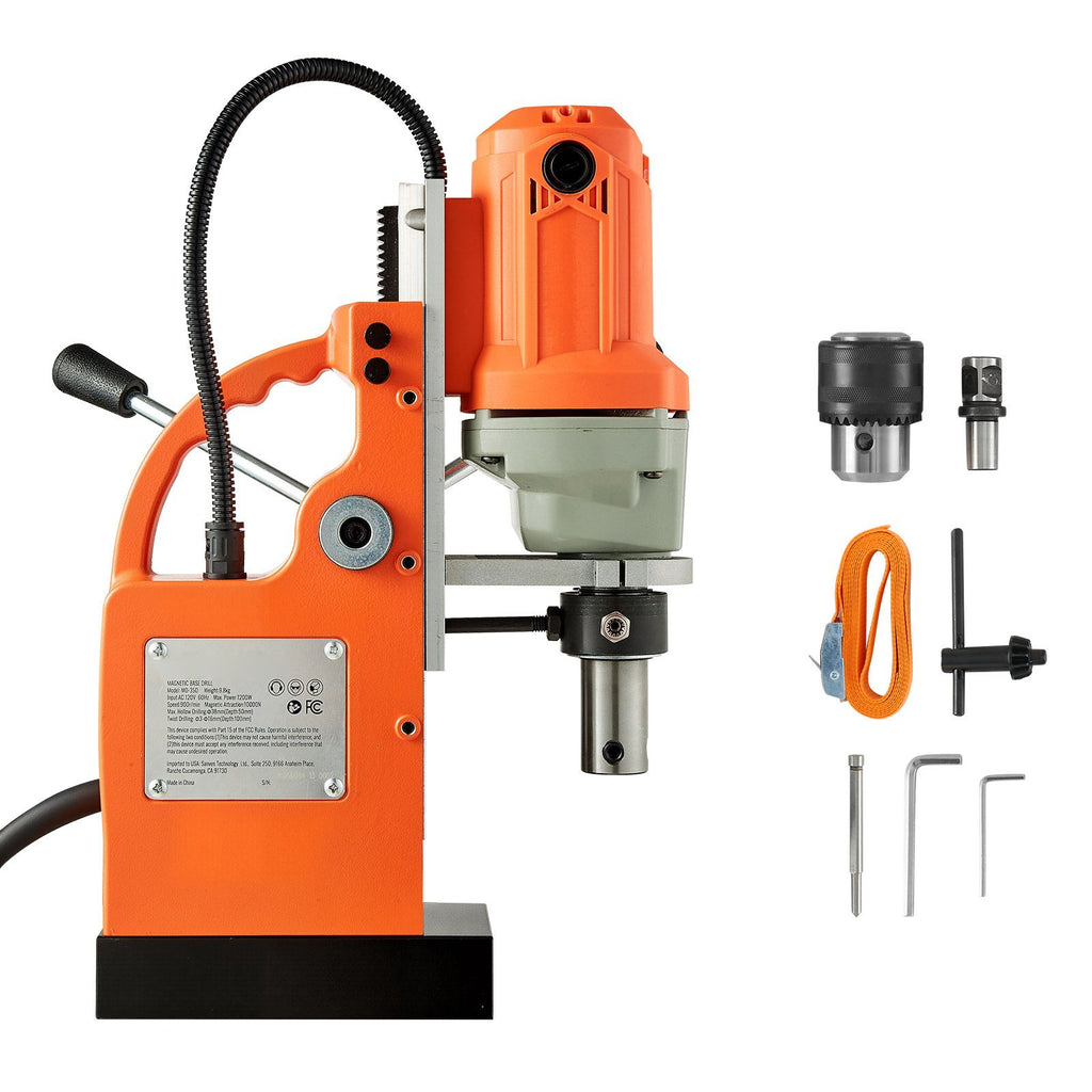 Magnetic Drill Press, 1200 W, 1.5 in Boring Diameter, 2248 lbf Power Mag Drill Press, 900 RPM Speed, with Weldon Shank, Efficient Cooling, for Metal Surface, Industrial and Home Improvement