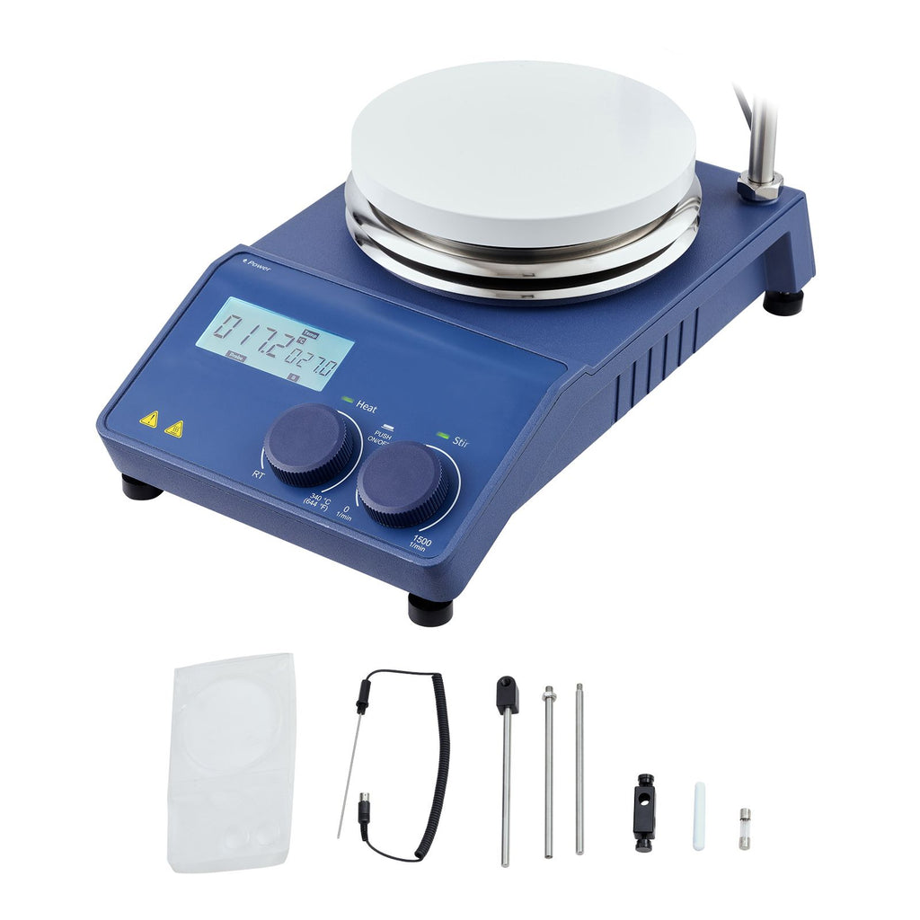 Magnetic Stirrer Hot Plate, Max 644 Fahrenheit /340 Celsius , 0-1500 RPM Hot Plate with Magnetic Stirrer, 20L Hot Plate Stirrer with LED Screen, Support Stand and Stir Bars Included