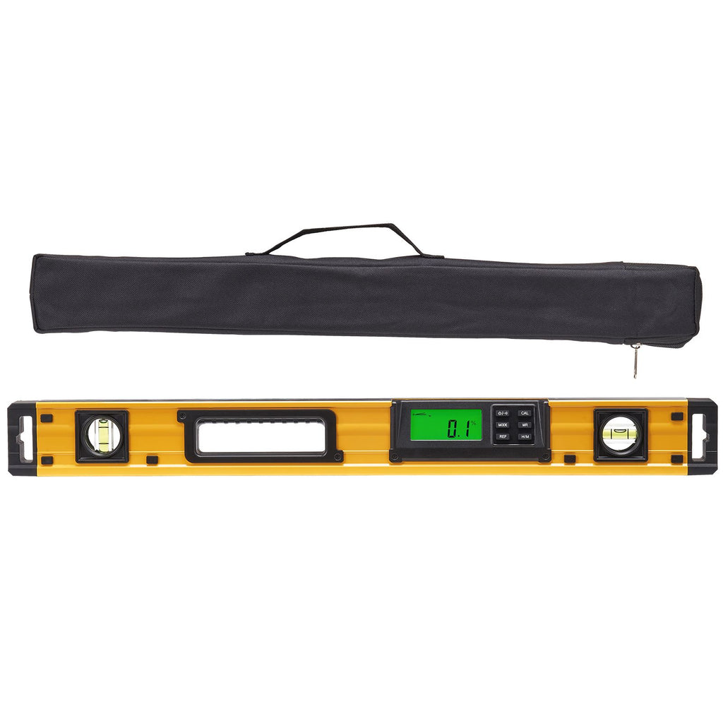Magnetic Torpedo Level, 600mm, LED Backlit Screen Mechanical Bubble Vials Ruler for 0-360 Degree, Gravity Sensor Aluminum Alloy Leveler Tool w/ Viewing Window, Shock-Resistant for Plumbing, Wood