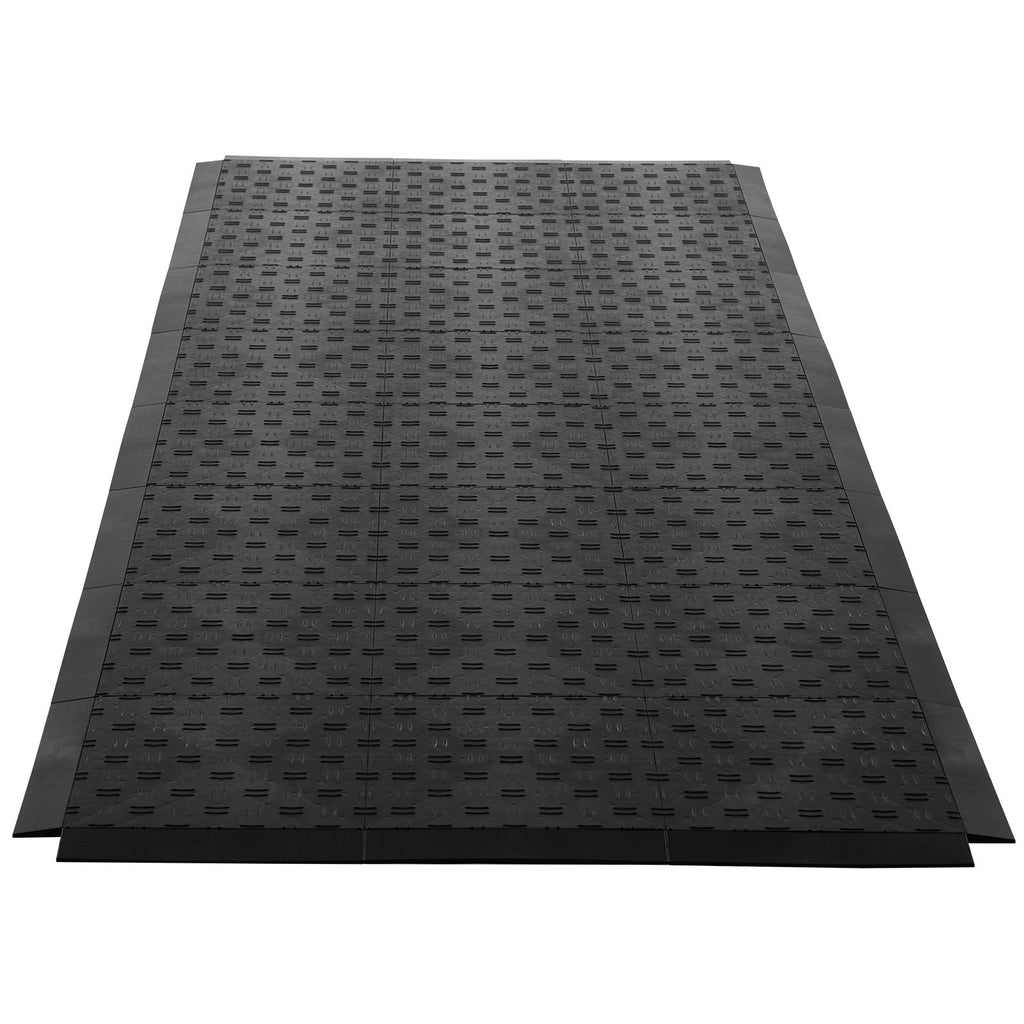 Male Garage Floors Transition Edge Kit, 15 PCS Sturdy PP Interlocking Modular Garage Floor Edging Slip-resistant, Easy Assembly Compatible Only With Upgraded 6-Lock Garage Mats, Black