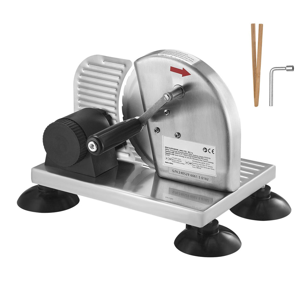 Manual Bread Slicer, 0-6" Adjustable Thickness Cheeser Butter Cutting, Micro-Serrated Stainless Steel Blade, Aluminum Alloy Commercial Cheese Slicer for Kitchen, Restaurant, Bakery, Party
