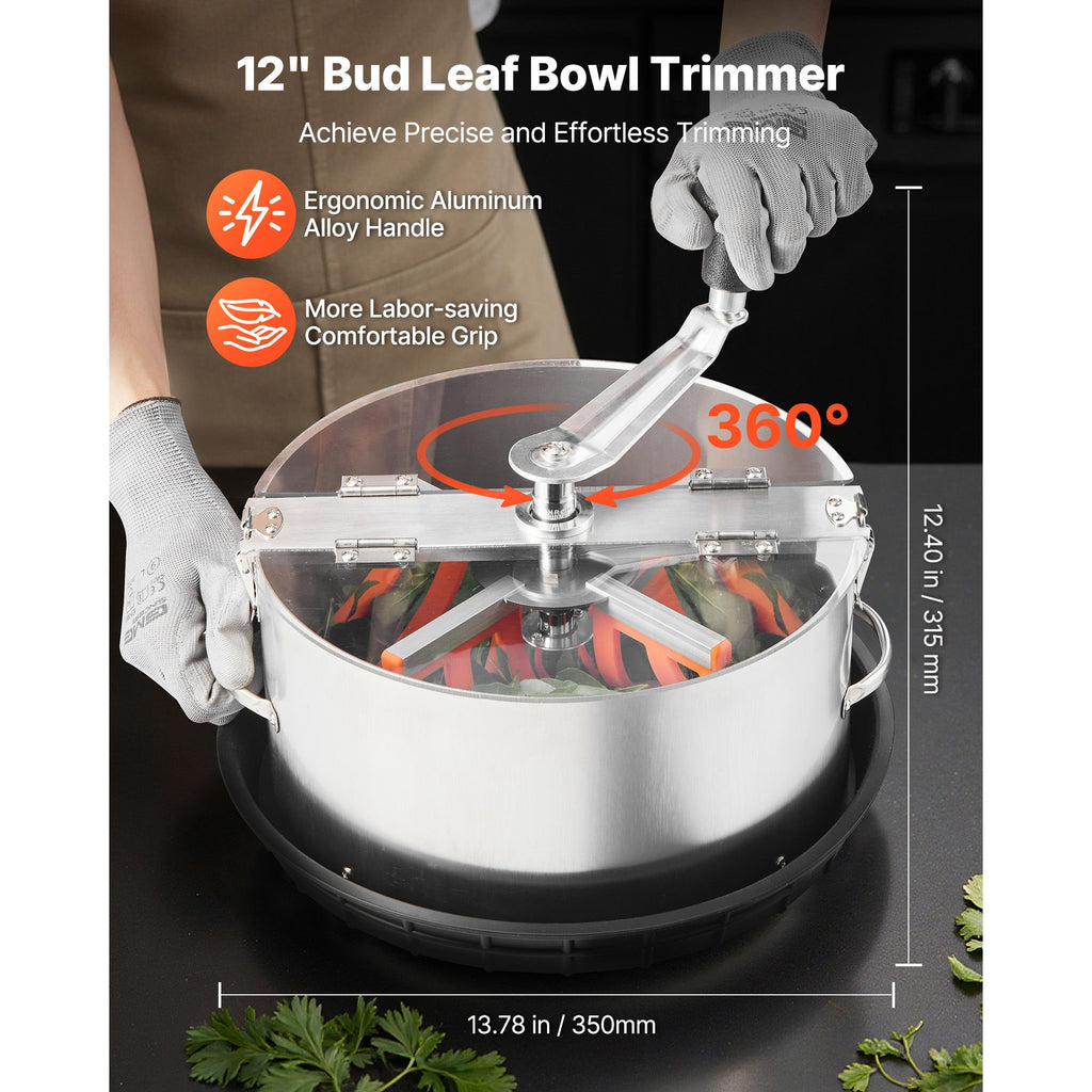 Manual Bud Leaf Trimmer, 12 in Reaper Bowl Bud Trimmer with Stainless Steel Blades, Visual Cutting , Wet & Dry Hydroponic Cutting Machine with Tray, Twisted Spin Cut for Plant Buds Flowers image 2