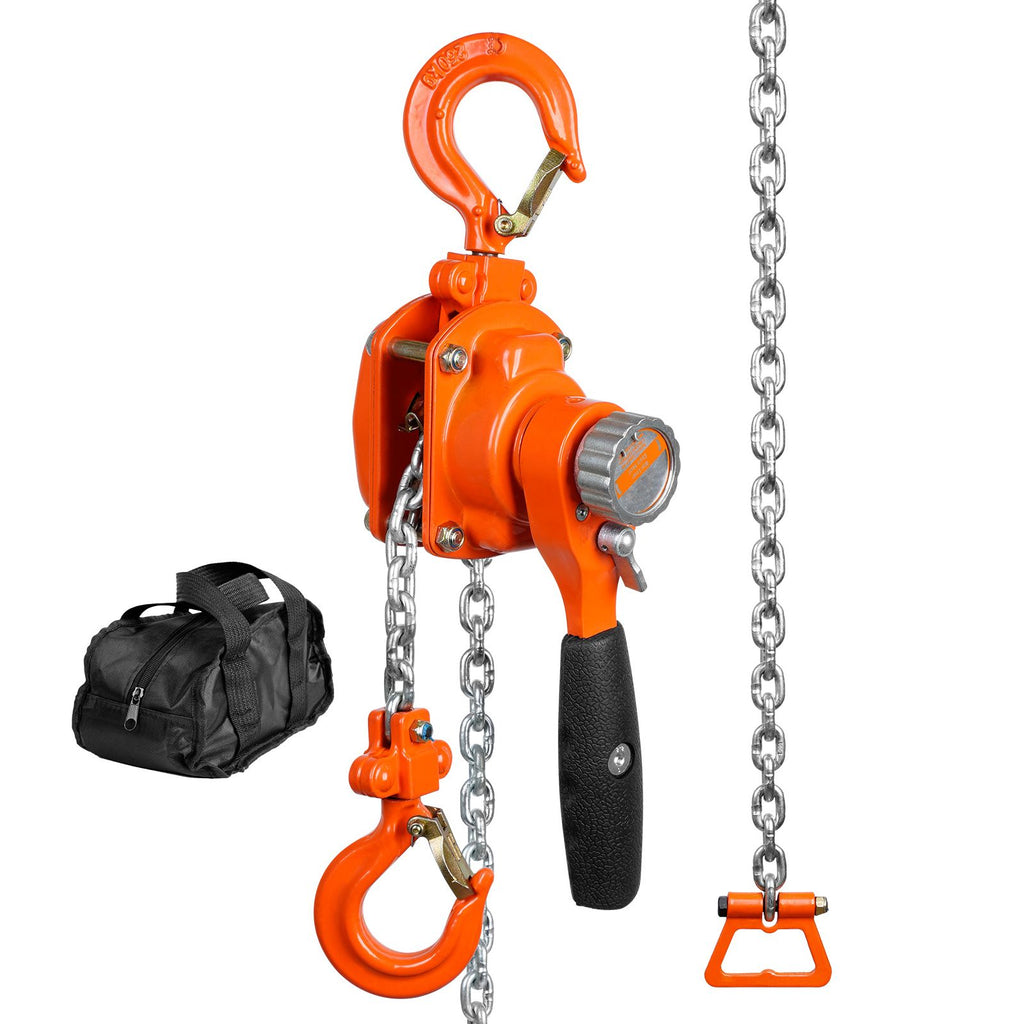 Manual Lever Chain Hoist, 1/4 Ton 550 lbs Capacity 10 FT Come Along, G80 Galvanized Carbon Steel with Weston Double-Pawl Brake, Auto Chain Leading & 360° Rotation Hook, for Garage Factory Dock