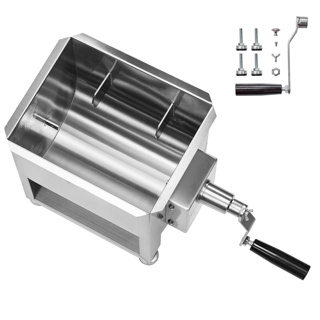Manual Meat Mixer, 10L Fixed Tank Meat Processing Equipment(Mixing Max 15LBS for Meat), Stainless Steel Meat Mixer, Sausage Mixer Machine with Lid Handle Gear Reducer, Ground Beef Hand Mixer