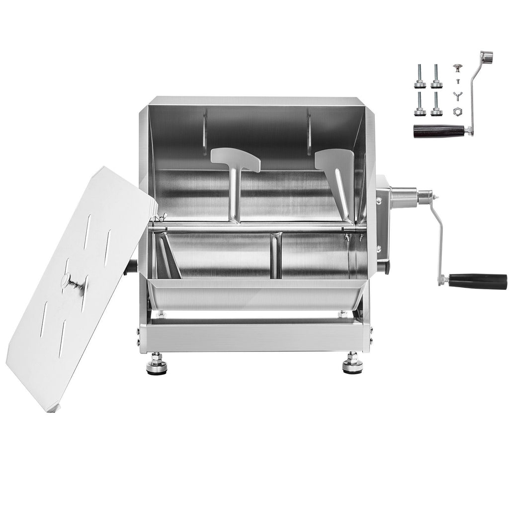 Manual Meat Mixer, 40L Tilt Tank Meat Processing Equipment(Mixing Max 40L for Meat), Stainless Steel Meat Mixer, Sausage Mixer Machine with Lid Handle Gear Reducer, Ground Beef Hand Mixer
