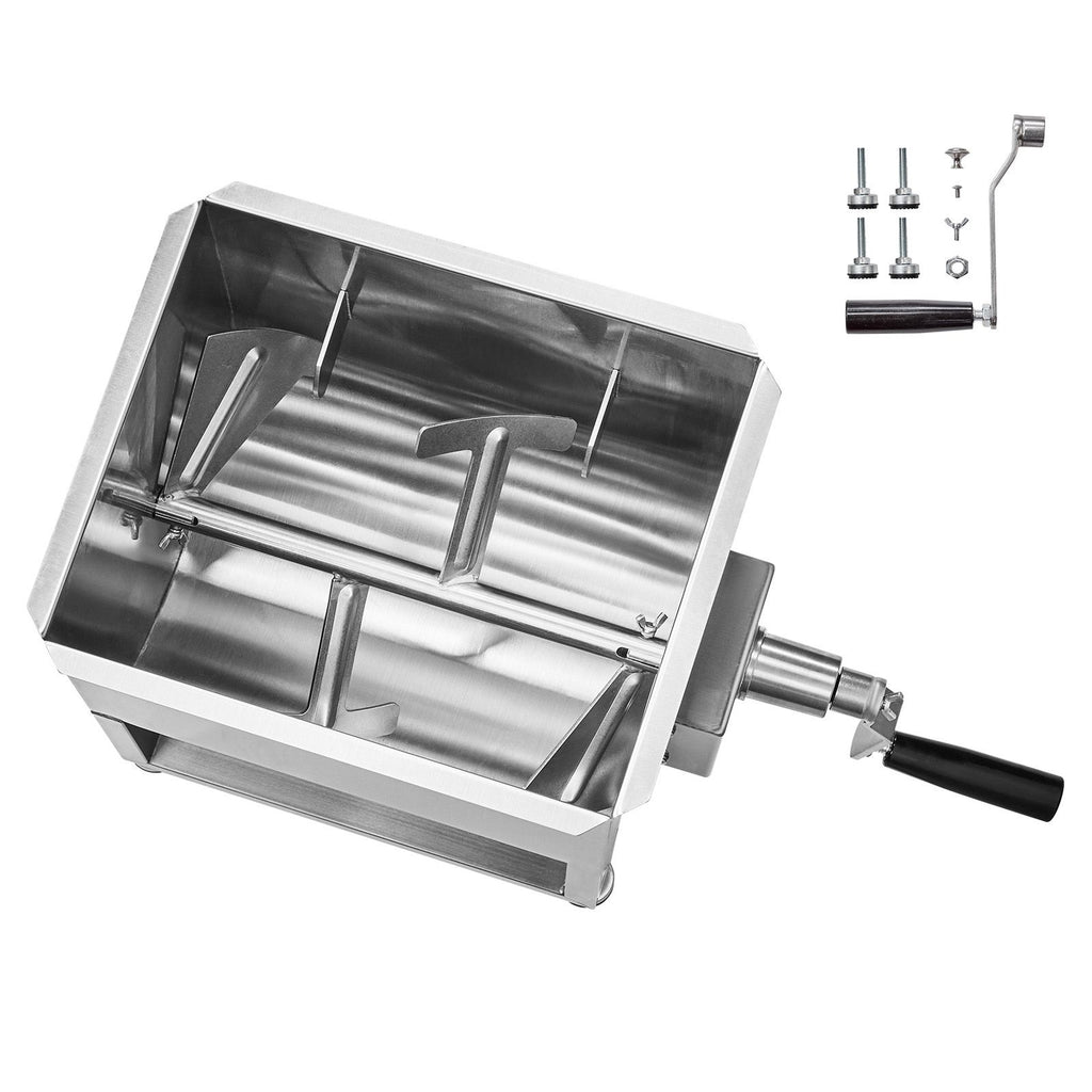 Manual Meat Mixer, 60L Fixed Tank Meat Processing Equipment(Mixing Max 120LBS for Meat), Stainless Steel Meat Mixer, Sausage Mixer Machine with Lid Handle Gear Reducer, Ground Beef Hand Mixer