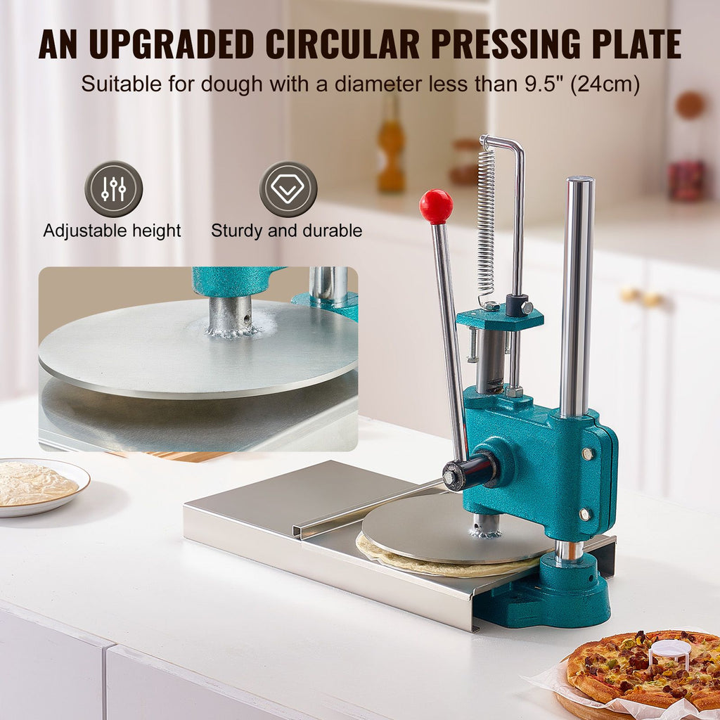 Manual Pizza Dough Press Machine, 9.5inch/24cm Household Pizza Pastry, Stainless Steel Pizza Presser, Commercial Chapati Sheet Pizza Crust Press Plate, Height Adjustable Pizza Forming Machine image 2