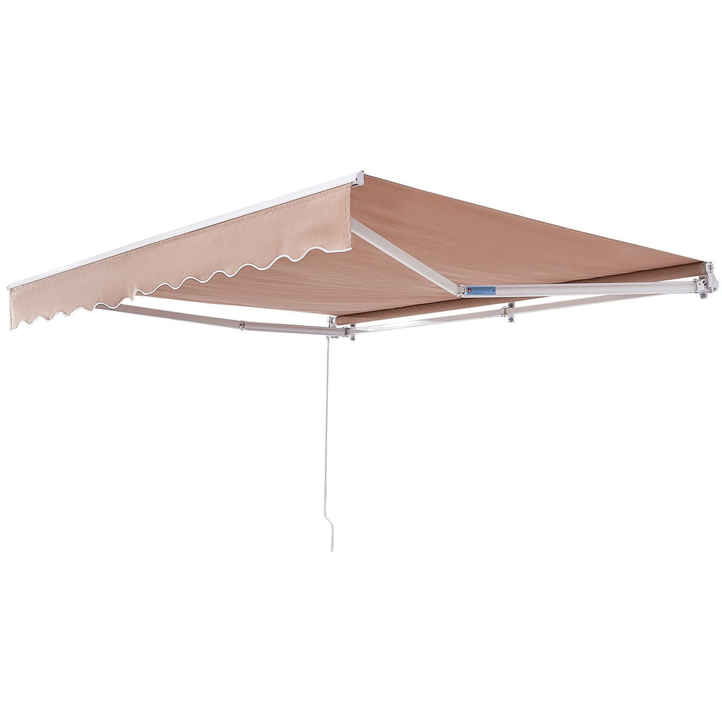 Manual Retractable Awning, 12 x 10 ft Outdoor Patio Awning Retractable Sun Shade, Water-Resistant Polyester Patio Door Window Awning Sunshade Shelter with Crank Handle for Backyard, Balcony