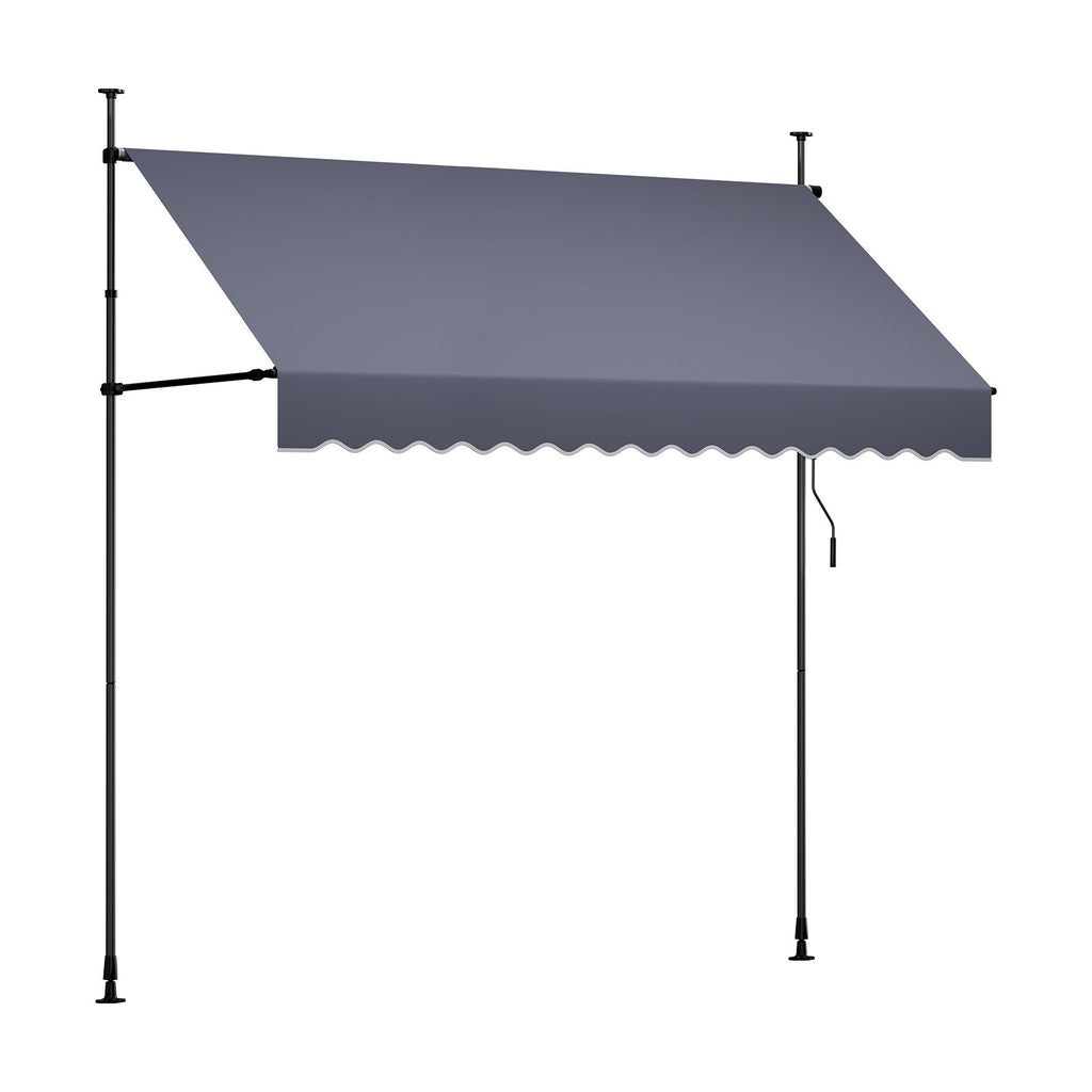 Manual Retractable Awning, 98" Outdoor Retractable Patio Awning Sunshade Shelter, Height Adjustable Patio Door Window Canopy with Manual Crank Handle for Backyard, Garden, Balcony, Dark Gray