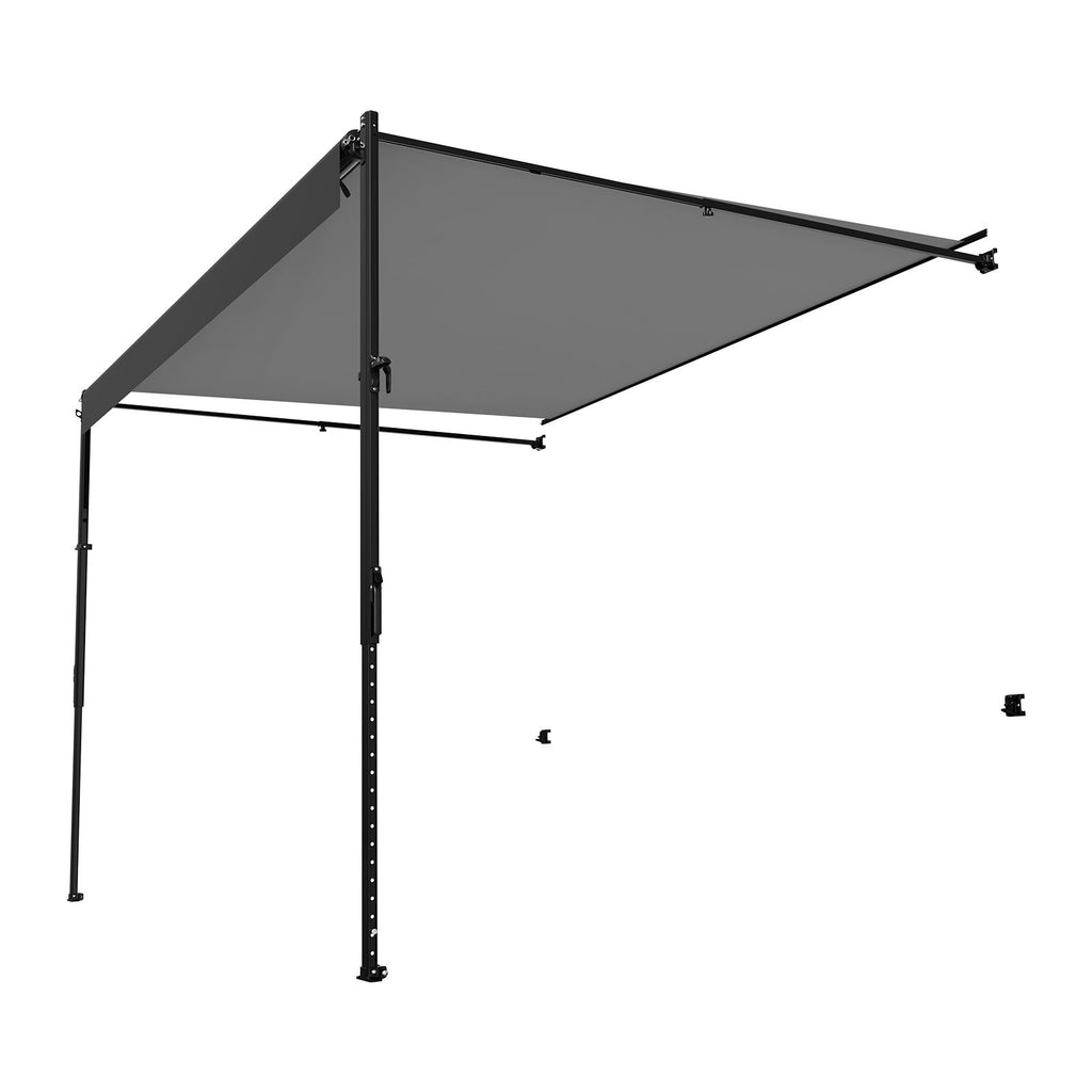 Manual RV Awning Complete Kit, 14' Retractable Awning with Aluminum Alloy Frame, Outdoor Trailer Awning, Fit for Most RVs(Black Fade)