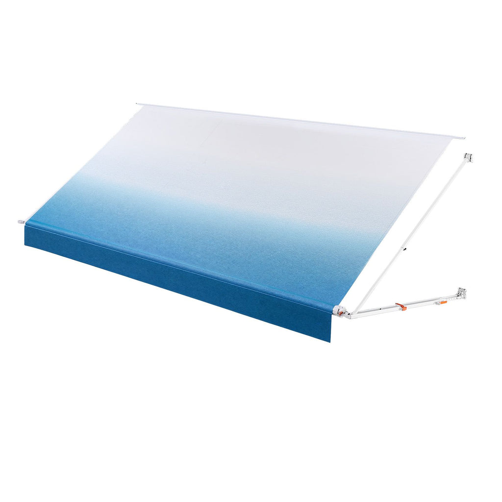 Manual RV Awning Complete Kit, 17.12FT Retractable RV Awning with Aluminum Alloy Frame & Waterproof PVC Fabric, Outdoor Camping Trailer Awnings Fit Most RVs (17FT Type, Gradient Blue)