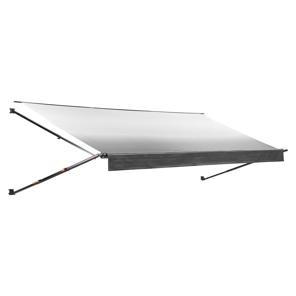 Manual RV Awning Complete Kit, 18.12FT Retractable RV Awning with Aluminum Alloy Frame & Waterproof PVC Fabric, Outdoor Camping Trailer Awnings Fit Most RVs (18FT Type, Gradient Black)