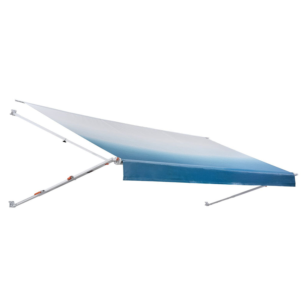 Manual RV Awning Complete Kit, 18.12FT Retractable RV Awning with Aluminum Alloy Frame & Waterproof PVC Fabric, Outdoor Camping Trailer Awnings Fit Most RVs (18FT Type, Gradient Blue)