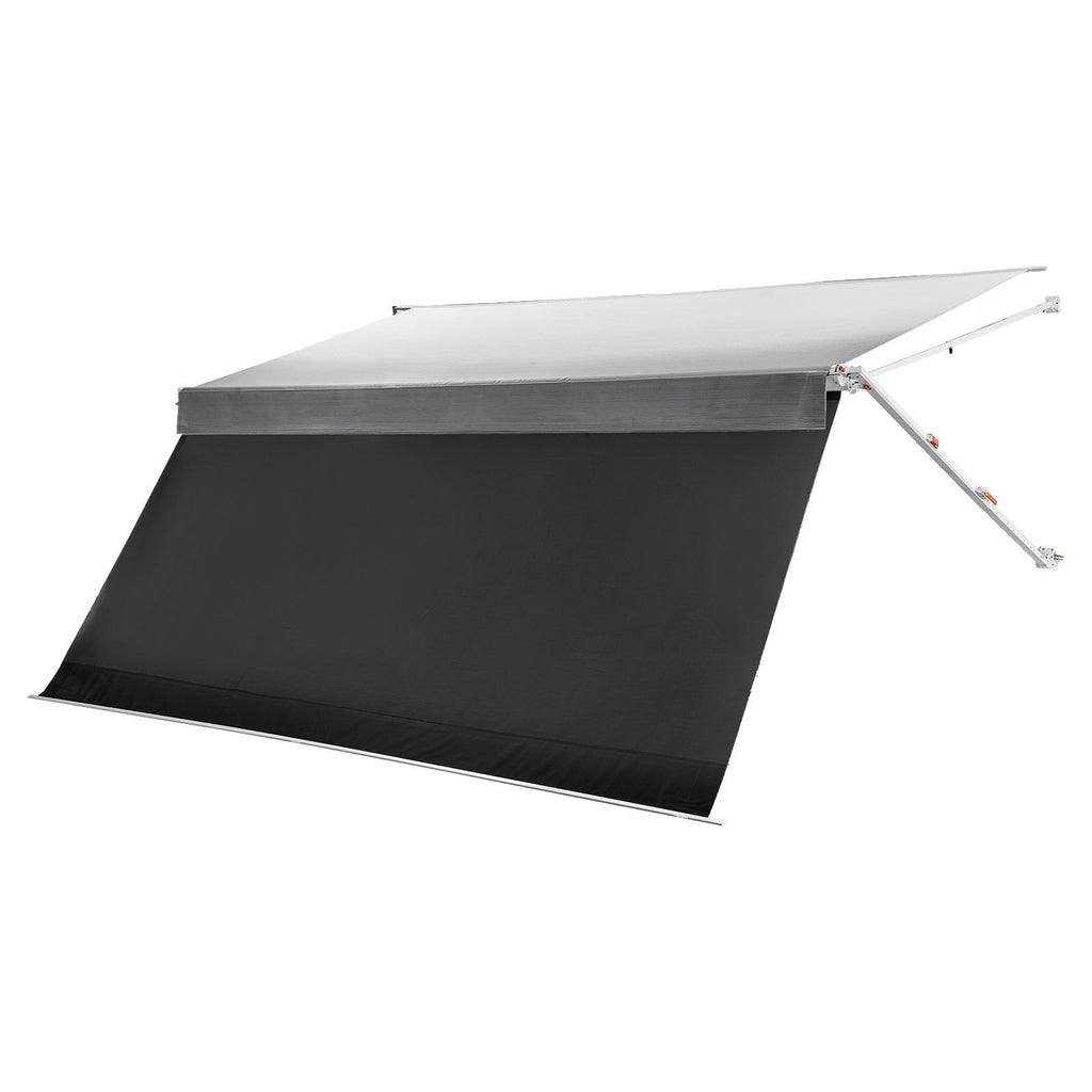 Manual RV Awning Complete Kit & Sunshade Screen, 18.12FT Retractable RV Awning with Aluminum Alloy Frame & Waterproof Fabric, Outdoor Camping Trailer Awnings Fit Most RVs (18FT Type)
