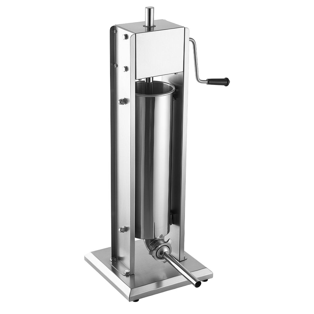 Manual Sausage Stuffer 7L/15LBS Vertical Sausage Machine Dual-Speed, Food-Grade 304 Stainless Steel Meat Stuffer, Includes 5 Stuffing Tubes, for Home Kitchen Restaurant Commercial