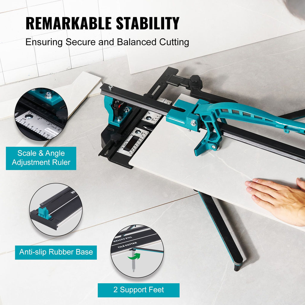 Manual Tile Cutter, 40 inch, Porcelain Ceramic Tile Cutter with Tungsten Carbide Cutting Wheel, Infrared Positioning, Anti-Skid Feet, Durable Rails for professional installers or beginners
