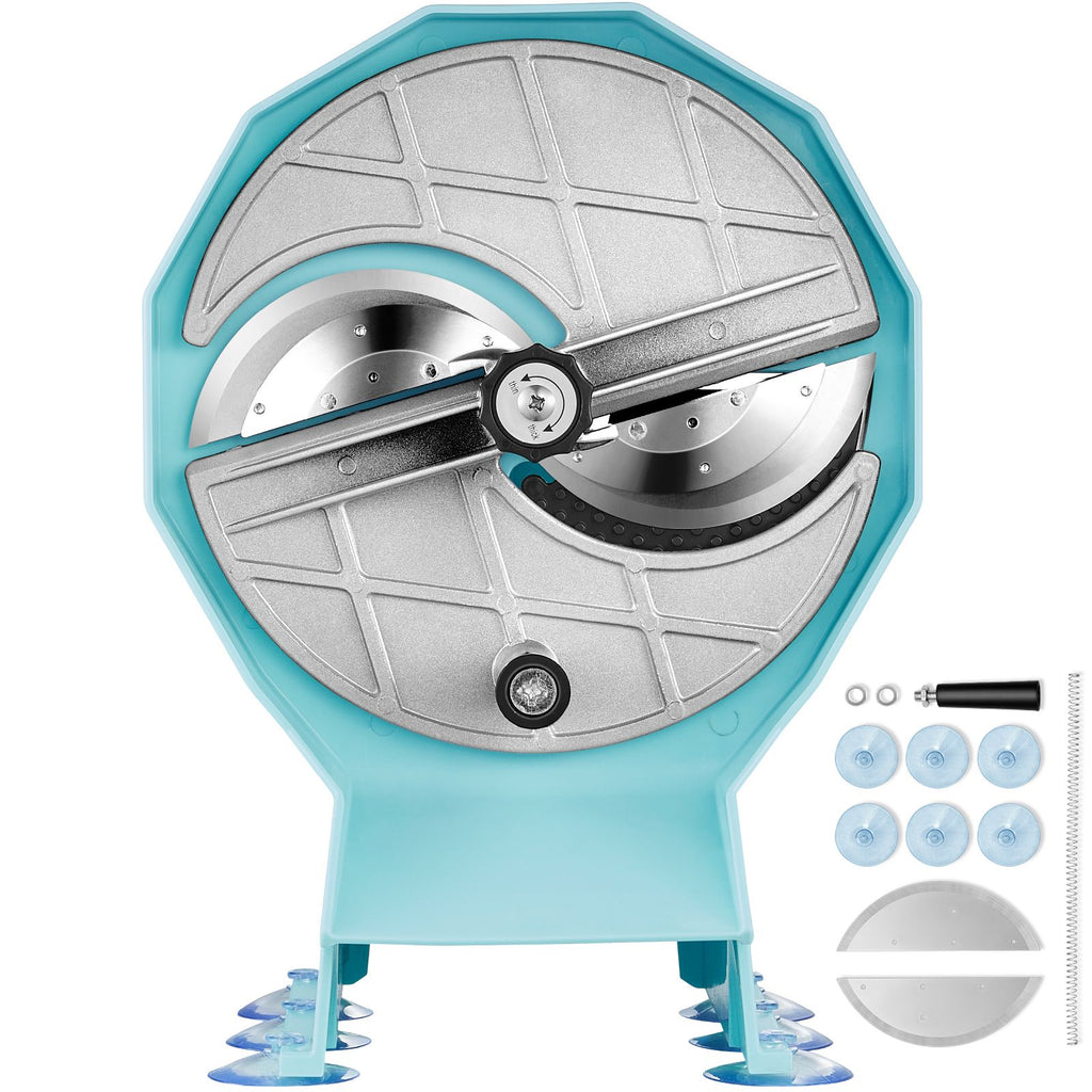 Manual Vegetable Fruit Slicer, 0-0.5"/0-12mm Thickness Adjustable Commercial Slicer Machine, Double Feed Ports, Stainless Steel Blade Food Cutter Slicing Machine for Cucumber, Lemon, Tomato