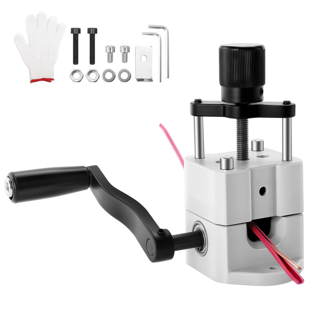 Manual Wire Stripping Machine, 0.06-1 in, Portable Copper Stripper with Hand Crank or Drill Powered, 64Mn Quenched Blades, 45# Steel Rollers, ABS & PC Wire Peeler, for Scrap Copper Recycling