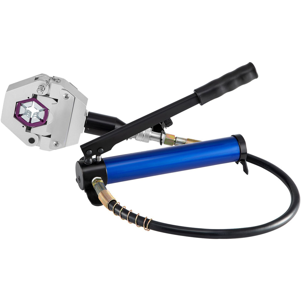 Manually Operated AC Hose Crimper FS-7842B Separable Hydraulic Hose Crimper Kit Manual Piston Valve For Aluminum Pump Air Conditioning Repair with 7 Dies Whole Set Handheld AC Hose