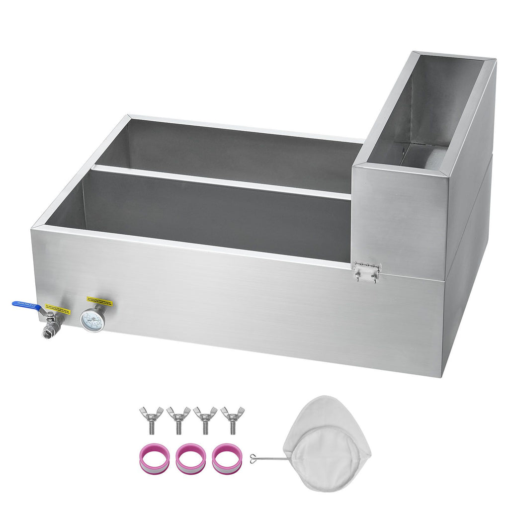 Maple Syrup Evaporator Pan, 35 Gallon, 509 Cups of 8.8oz Maple Syrup, Flat Evaporator Pan with Thermometer, 2 Valves and 3 Heating Methods, 304 Stainless Steel Maple Syrup Pan for Home, Outdoor