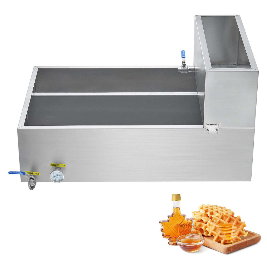 Maple Syrup Evaporator Pan, 35 Gallon, 509 Cups of 8.8oz Maple Syrup, Flat Evaporator Pan with Thermometer, 2 Valves and 3 Heating Methods, Stainless Steel Maple Syrup Pan for Home, Outdoor