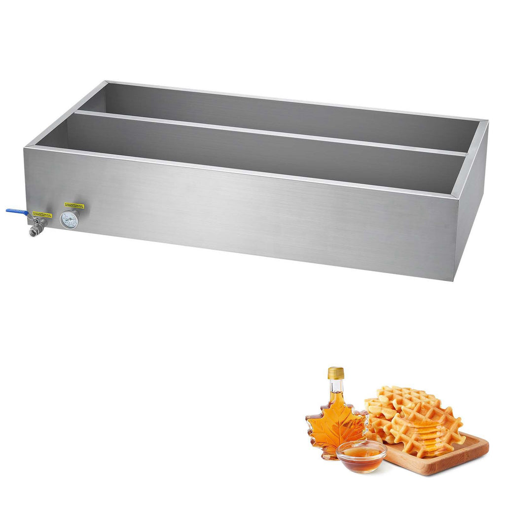 Maple Syrup Evaporator Pan, 47 Gallon, 683 Cups of 8.8oz Maple Syrup, Flat Evaporator Pan with Thermometer, 1 Valve and 3 Heating Methods, Stainless Steel Maple Syrup Pan for Home, Outdoor