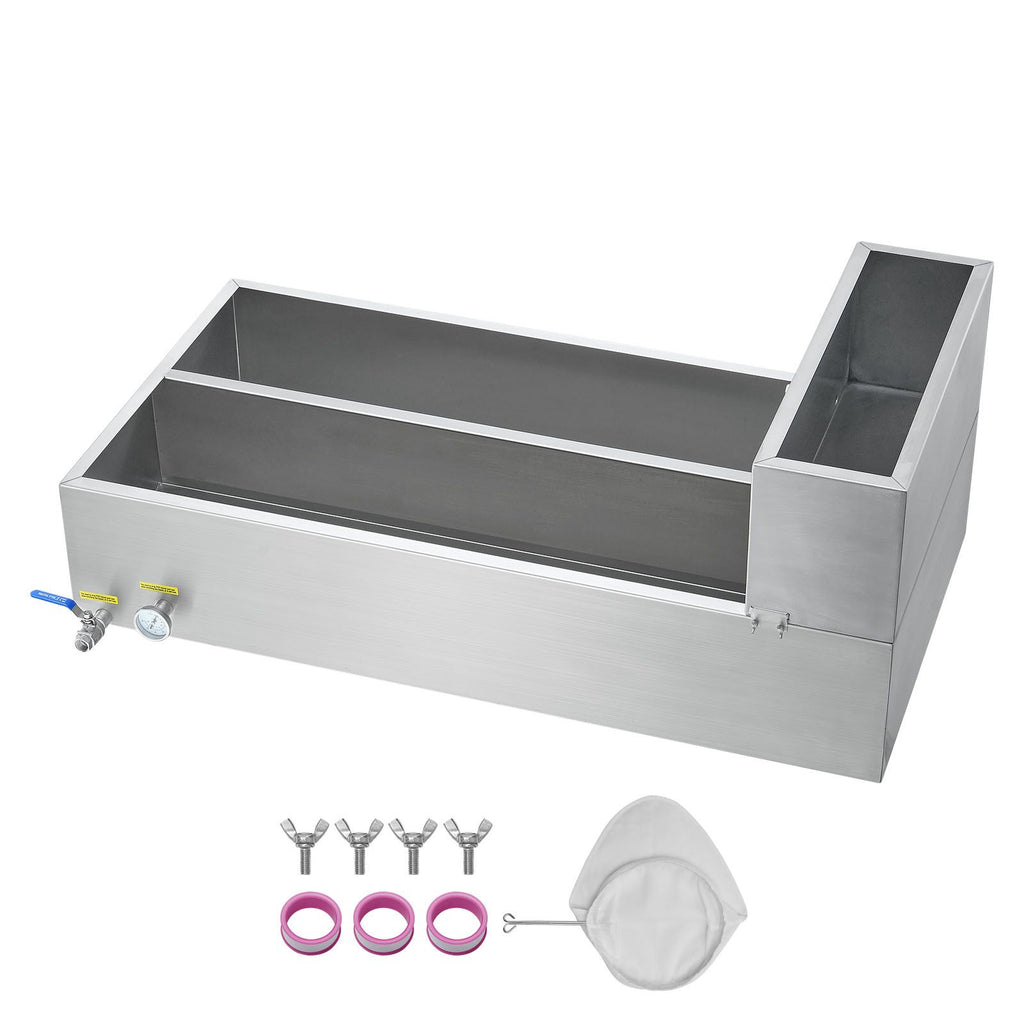 Maple Syrup Evaporator Pan, 47 Gallon, 683 Cups of 8.8oz Maple Syrup, Flat Evaporator Pan with Thermometer, 2 Valves and 3 Heating Methods, 304 Stainless Steel Maple Syrup Pan for Home, Outdoor