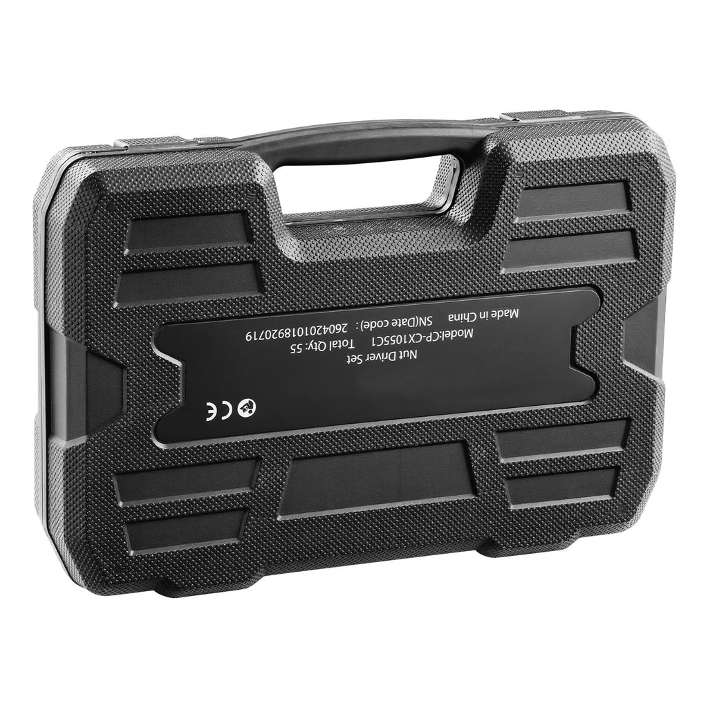 Master Magnetic Impact Nut Driver Set 55PCS, Metric & SAE Sizes, with Socket Adapters, Bit Holder, Wing Nut Driver, Pivoting Nutsetter, Quick Release Extension, Power Bits, Storage Box