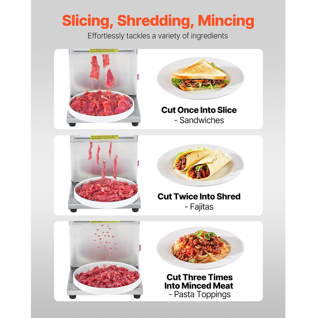 Meat Cutter Machine, 850W Meat Slicer, 551 lb/h Commercial Meat Cutting Machine Stainless Steel, 5 mm Thickness, Detachable Blades, Electric Food Slicer for Home Kitchen Restaurant Supermarket image 2