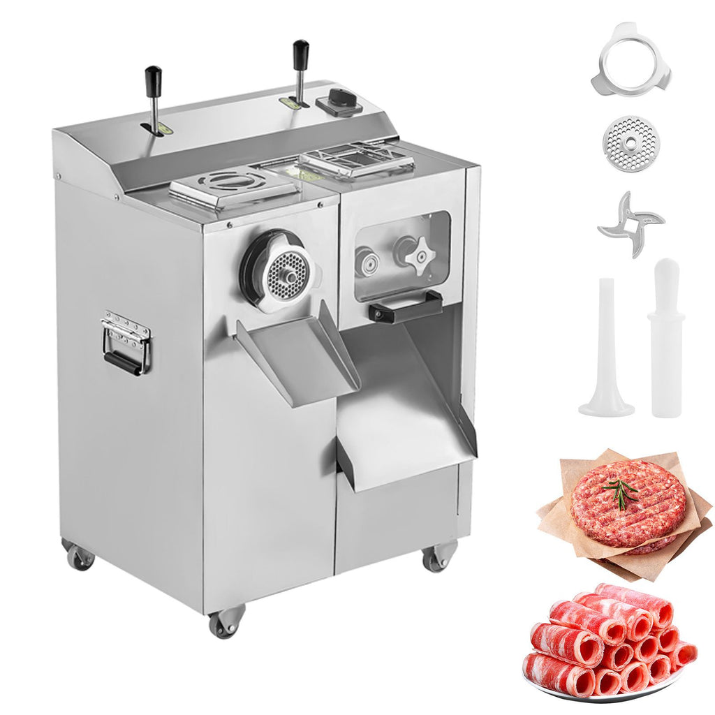 Meat Grinder, 14 Lbs/Min Electric Meat Grinder, Slicer, Sausage Stuffer with Blade, Grinding Plate, Sausage Maker, Stainless Steel Meat Mincer Cabinet for Slice Shred Dice, Restaurant Butcher