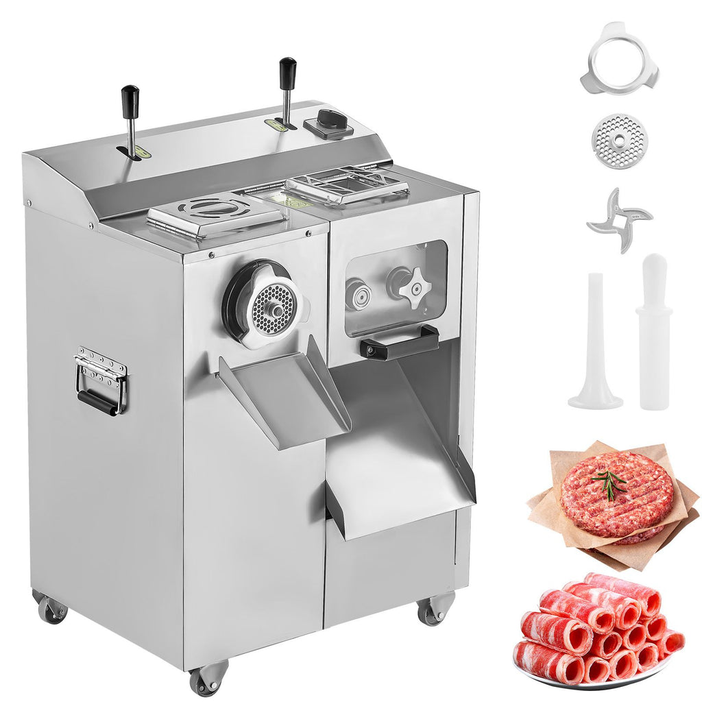Meat Grinder, 14 Lbs/Min Electric Meat Grinder, Slicer, Sausage Stuffer with Blade, Grinding Plate, Sausage Maker, Stainless Steel Meat Mincer Cabinet for Slice Shred Dice, Restaurant Butcher