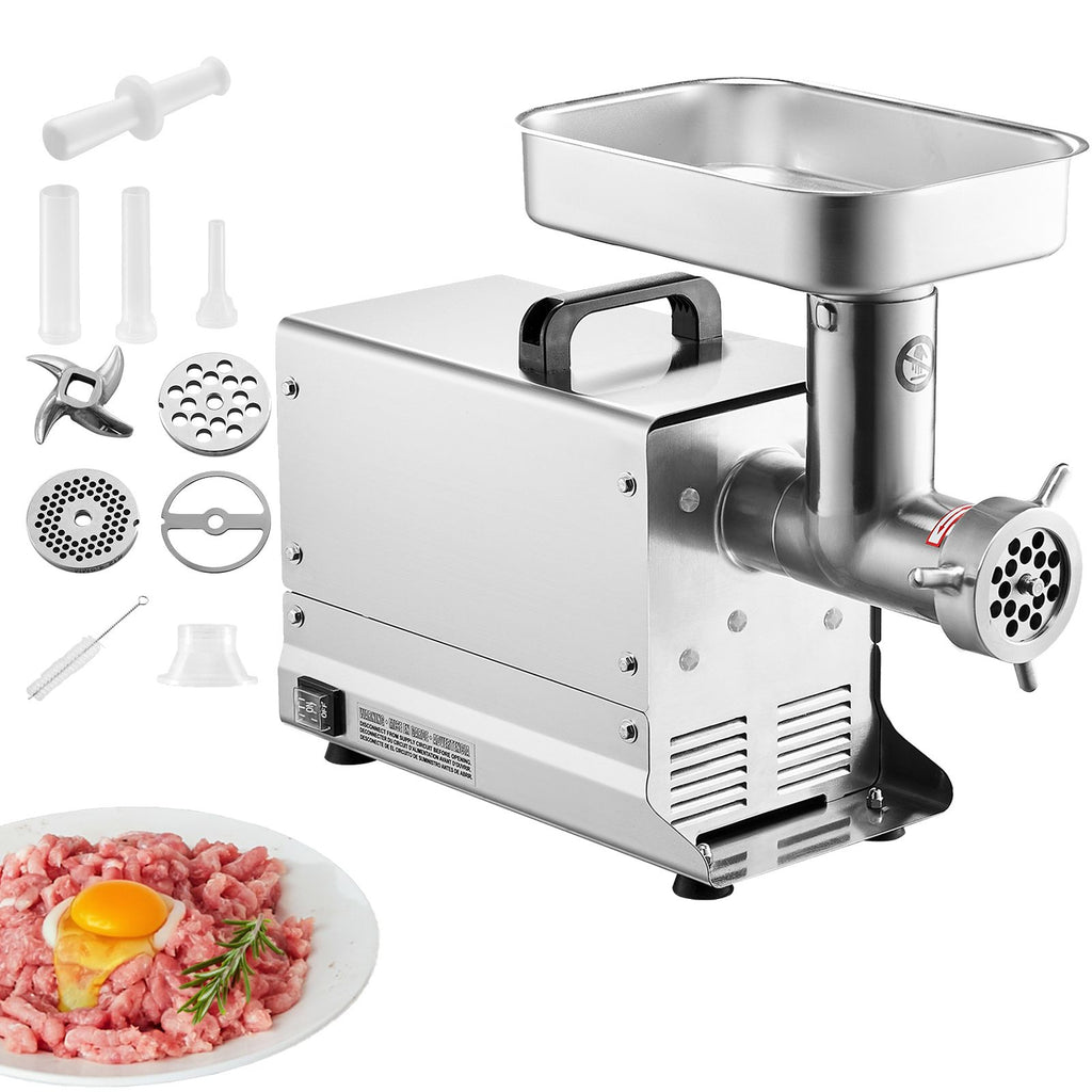 Meat Grinder, 5 Lbs/Min Capacity Electric Meat Grinders with Blade, Grinding Plate, Sausage Maker, Stainless Steel Commercial Meat Mincer for Kitchen Restaurant Butcher Store