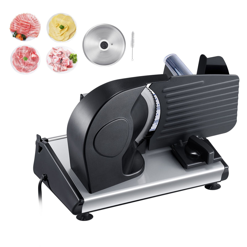 Meat Slicer, 7.5 inch Electric Deli Food Slicer, 180W Meat Cutter with two Premium SUS420 Blades, 0-0.6 inch Adjustable Thickness, Food Slicer Machine for Meat, Hard Bread and Cheese, Home Use