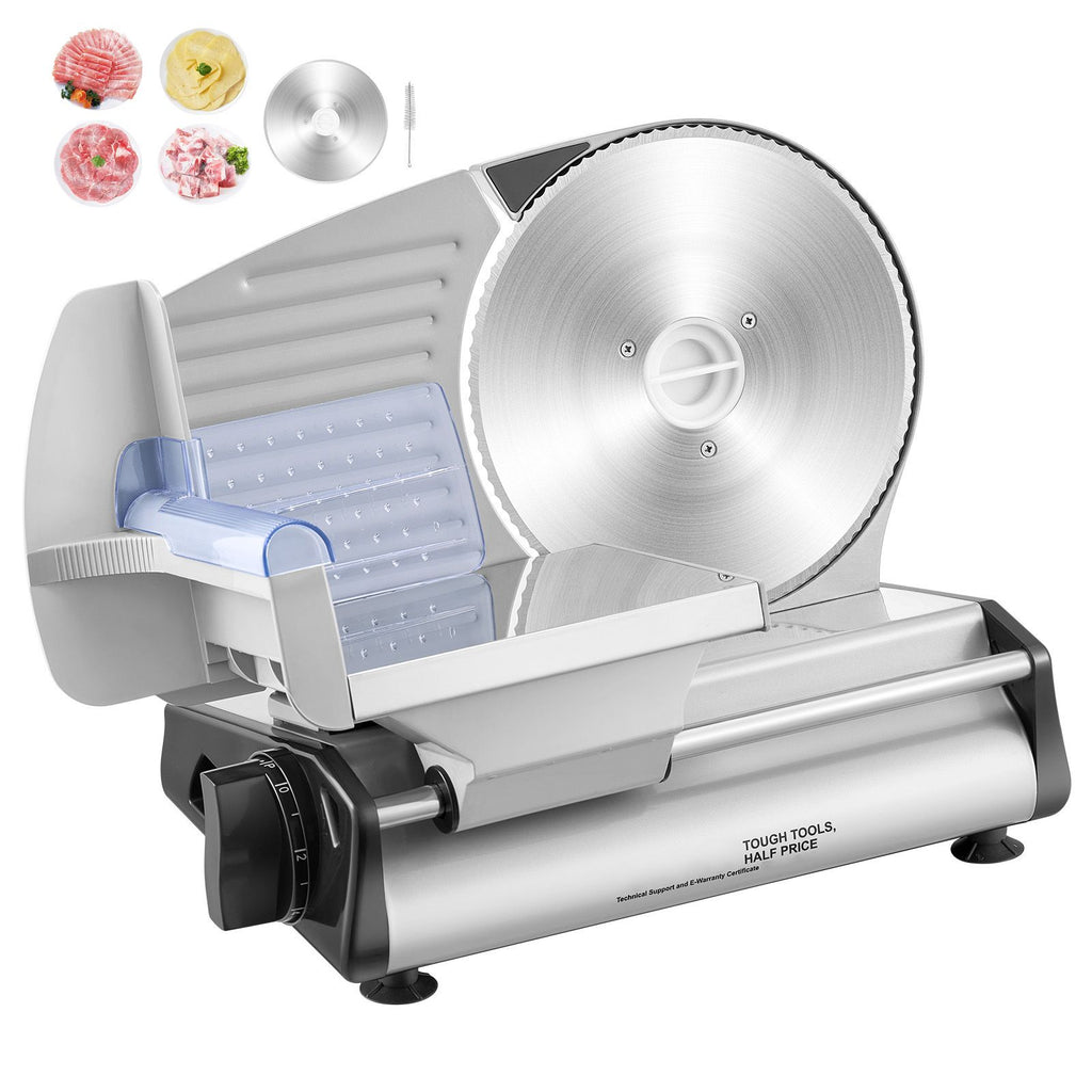 Meat Slicer, 8.7 inch Electric Deli Food Slicer, 180W Meat Cutter with Two Premium SUS420 Blades, 0-0.6 inch Adjustable Thickness, Food Slicer Machine for Meat, Hard Bread and Cheese, Home Use