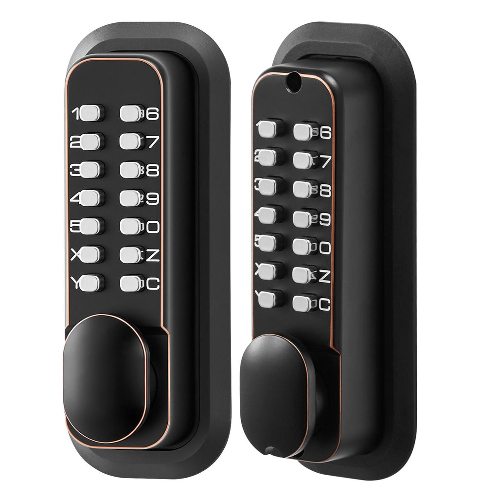 Mechanical Keyless Entry Door Lock, 2.0 Code Upgrade, 4-7 Digits Code, Double-Sided Push Button Combination Mechanical Keypad Door Knob, Auto Locking, for Indoor or Outdoor, Oil-Rubbed Bronze