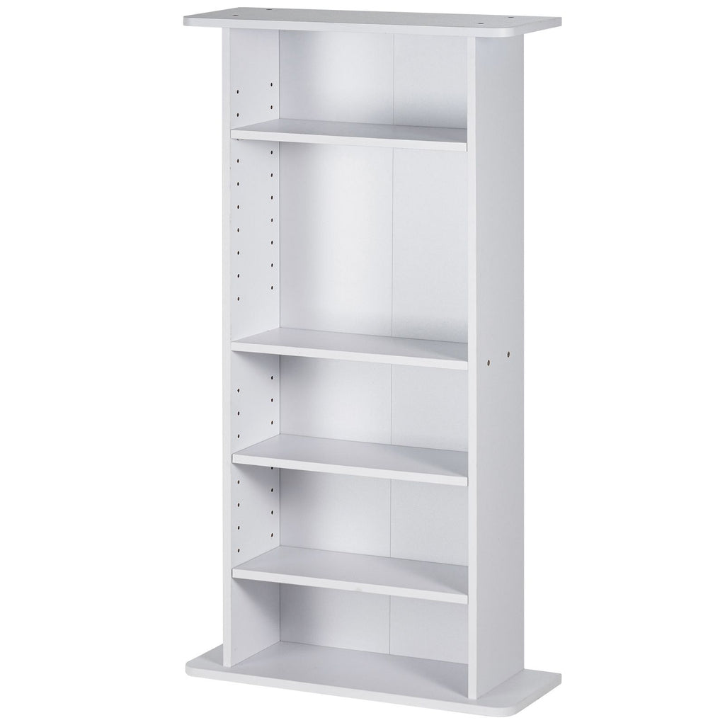 Media Storage Cabinet, 5-layer DVD Shelf Holds up to 240 CDs, Adjustable CD Shelves, Protects & Organizes Music, Movie, Video Games or Memorabilia Collections, White