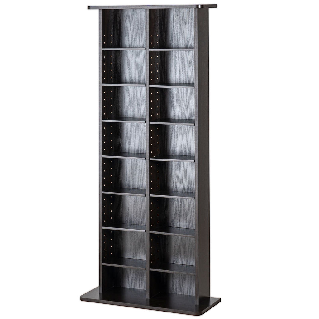 Media Storage Cabinet, 8-layer DVD Shelf Holds up to 464 CDs, Adjustable CD Shelves 16 Compartments, Protects & Organizes Music, Movie, Video Games or Memorabilia Collections, Espresso