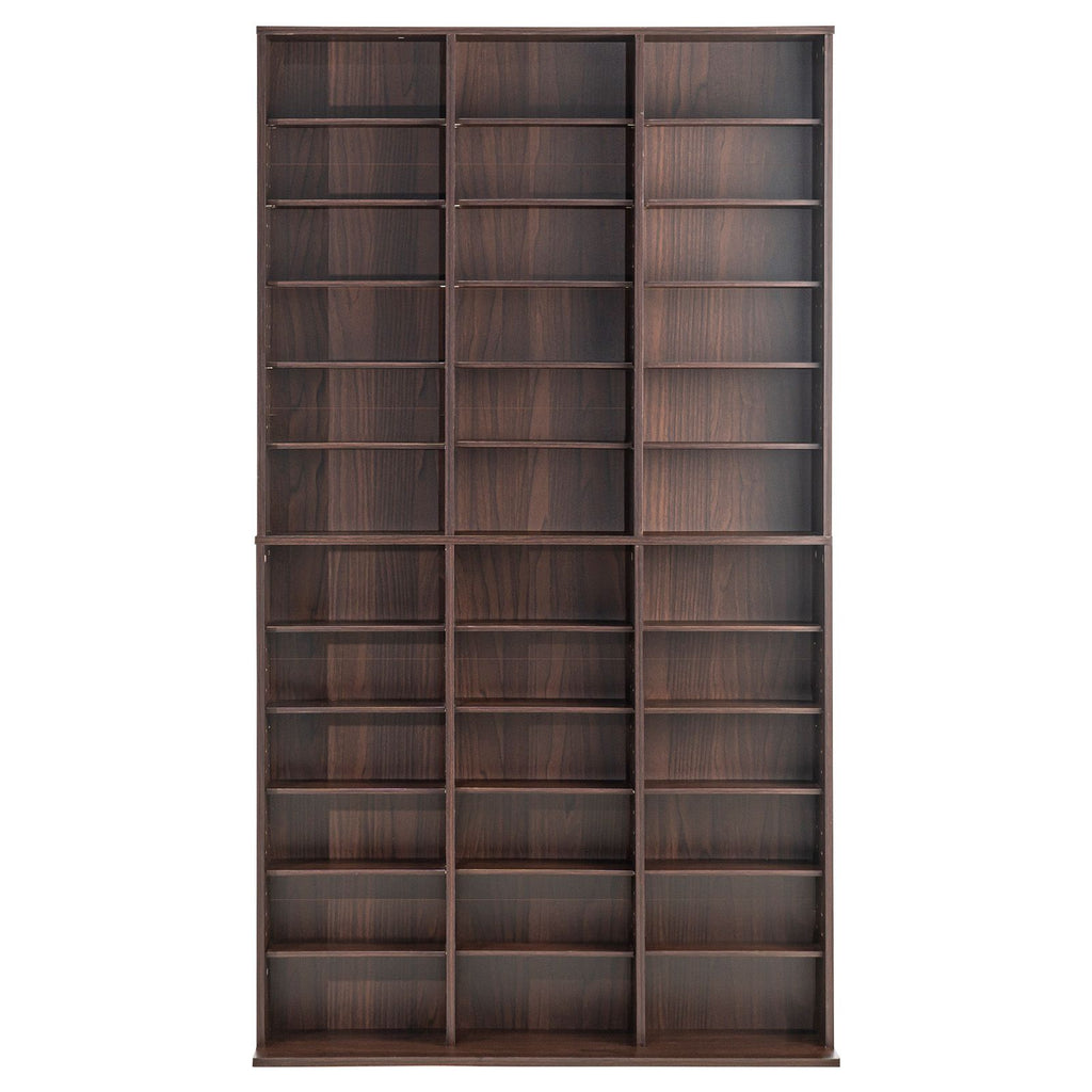 Media Storage Cabinet, Adjustable DVD Cabinet, CD Storage Holds up to 1080 CDs, Protects & Organizes Music, Movie, Video Games or Memorabilia Collections-Espresso
