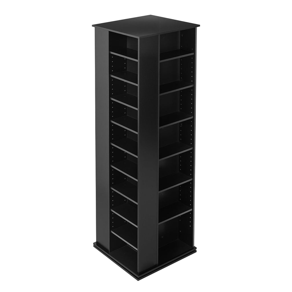 Media Storage Cabinet, CD Rack Tower, 34 Compartments Rotating Media Tower Rack for CDs, DVDs, Books and Game Discs, DVD Stand for Living Room, Home Office and Recording Room, Black