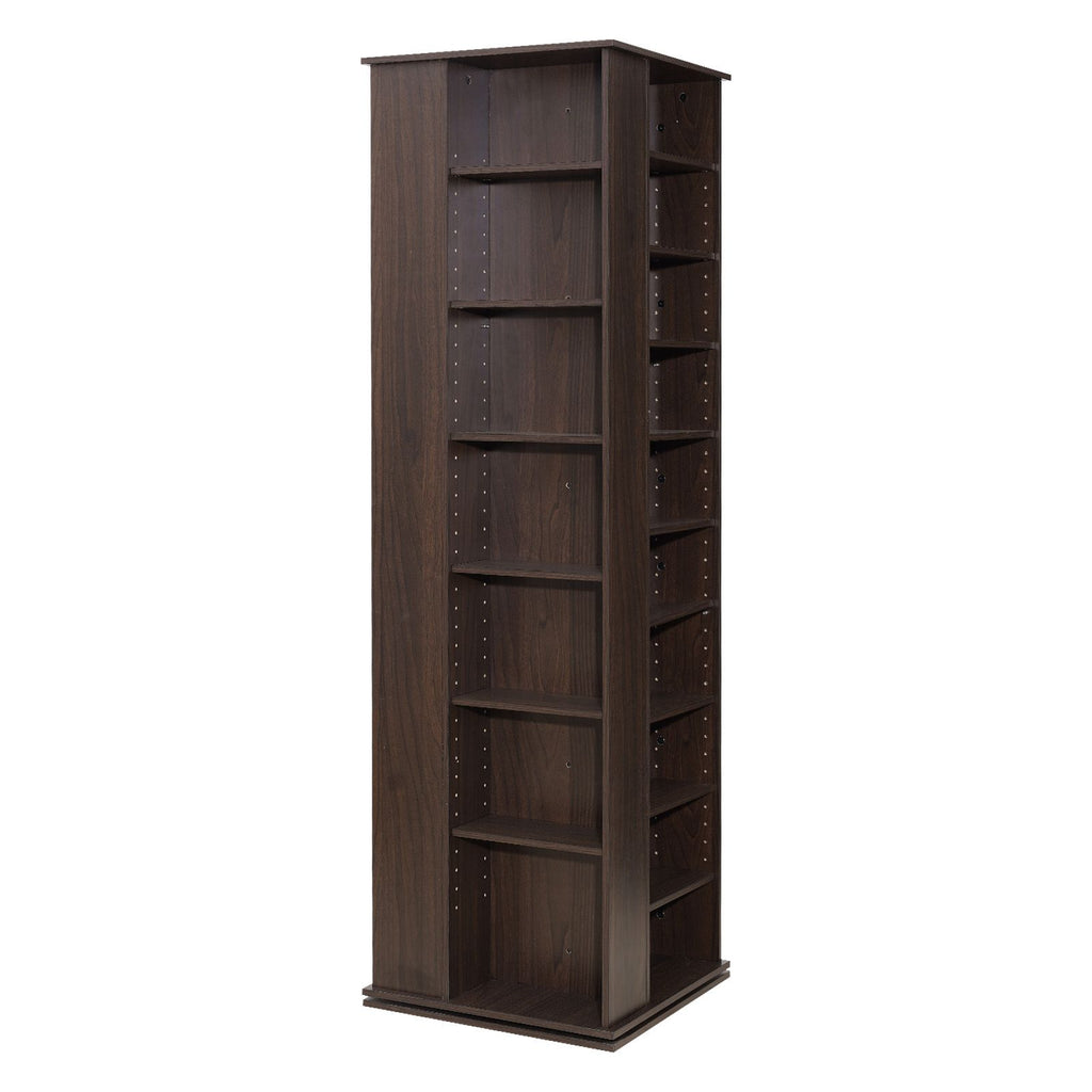 Media Storage Cabinet, CD Rack Tower, 34 Compartments Rotating Media Tower Rack for CDs, DVDs, Books and Game Discs, DVD Stand for Living Room, Home Office and Recording Room, Brown