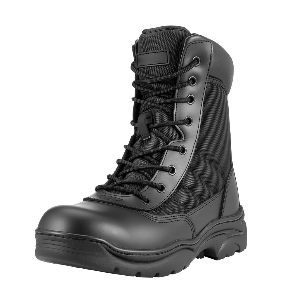 Men's Military Tactical Boots, 8 inch Combat Hiking Work Boots, Lightweight & Breathable Side Zipper Mens Motorcycle Interceptor Trooper Boot, for Outdoor Security Mountaineering, US Size 10 image 2