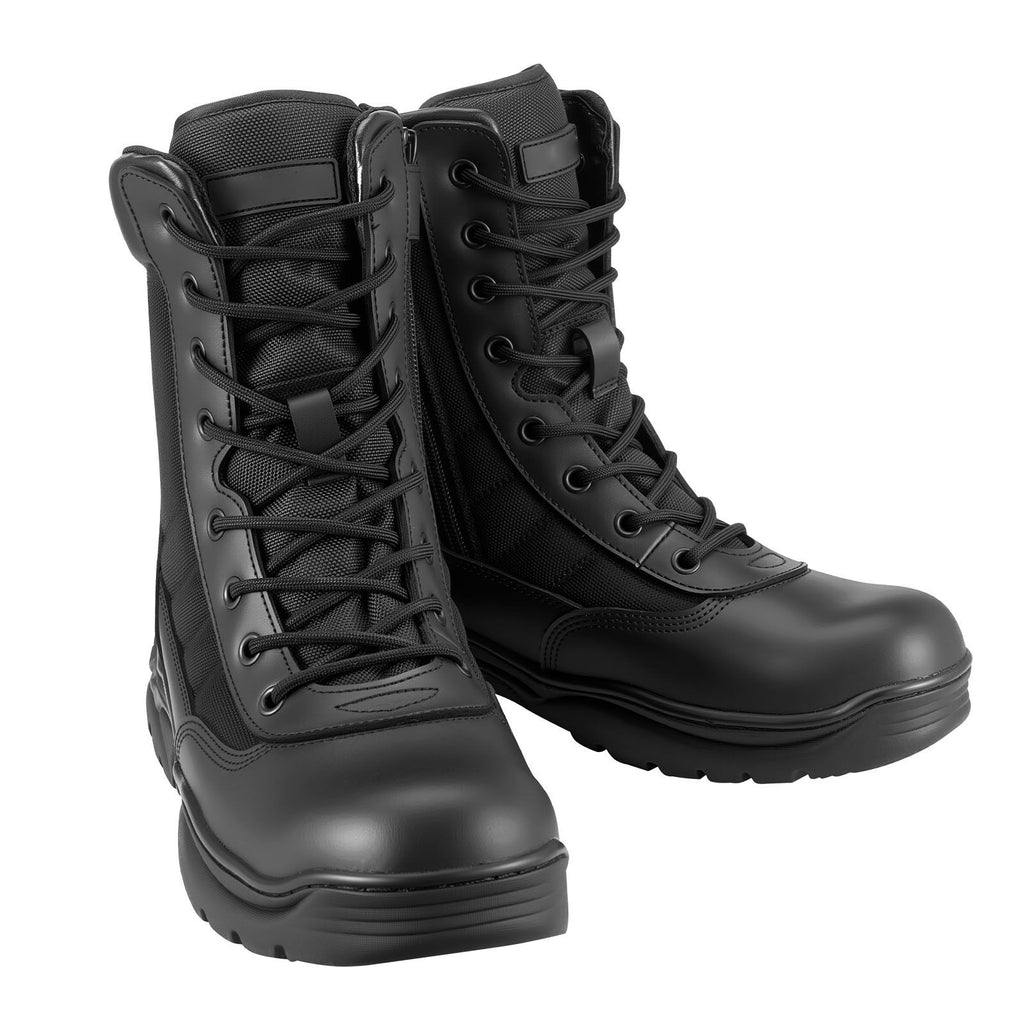 Men's Military Tactical Boots, 8 inch Combat Hiking Work Boots, Lightweight & Breathable Side Zipper Mens Motorcycle Interceptor Trooper Boot, for Outdoor Security Mountaineering, US Size 9.5