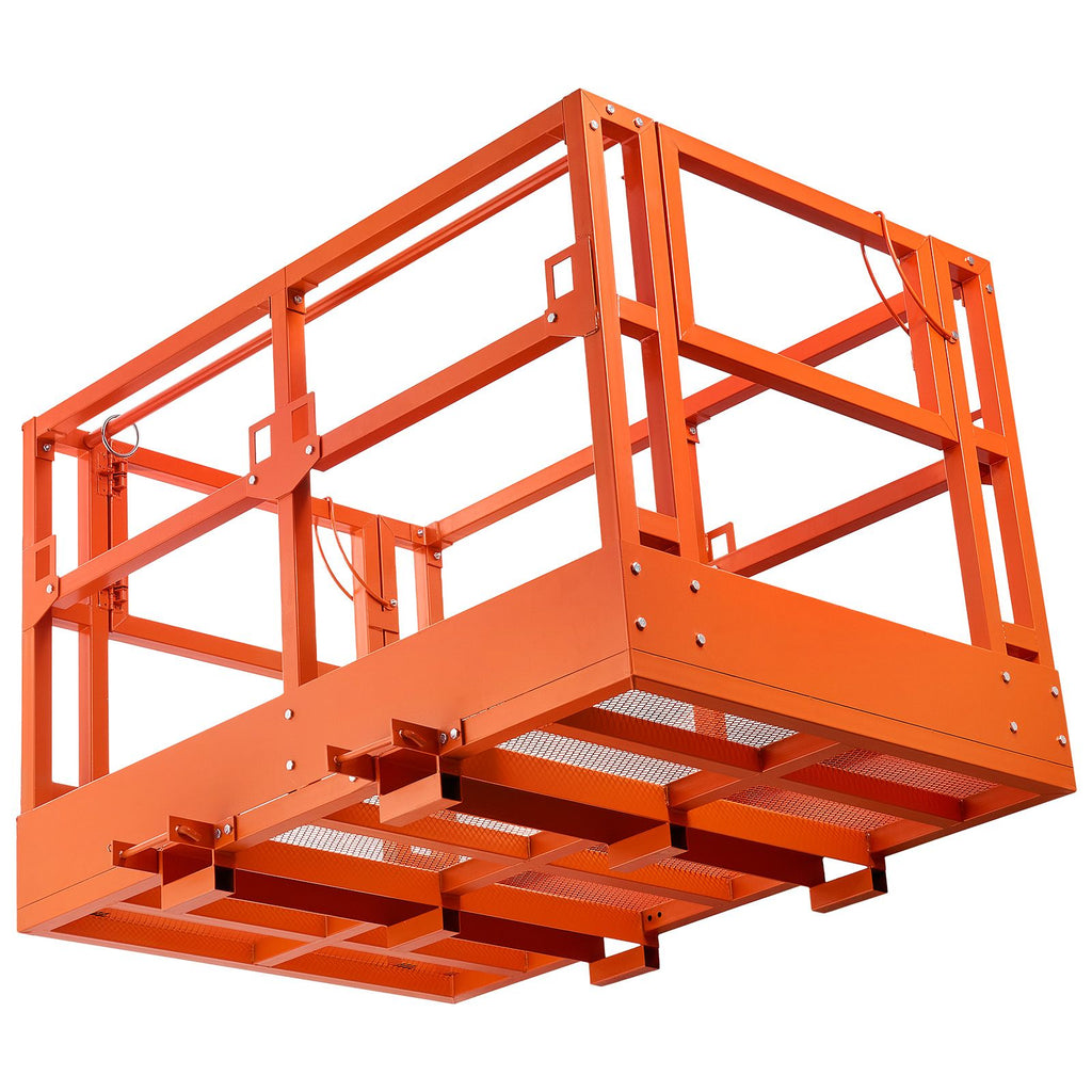 Mesh Telehandler Work Platform, 48 x 73.9 Inch, Man Safety Basket, 2000 lbs Capacity, Forklift Telehandler Attachment, Safety Cage, Heavy Duty Carbon Steel, for Most Aerial Jobs Lifting Loader