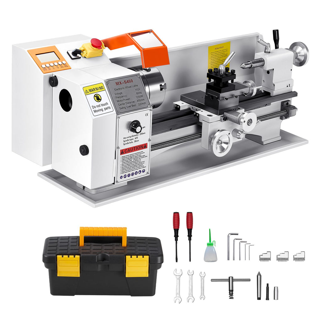 Metal Lathe Machine, 8.7 x 18 in, Precision Bench Power Metal Lathe, Automatic Feed, 0-2500 RPM Variable Speed, 1250W Brushless Motor, for Processing Precision Parts Soft Metals Wood Plastics